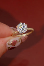 3.01ct D - VS1 Round Lab Diamond Hand Engraved Caraline - PBD Engagement Rings