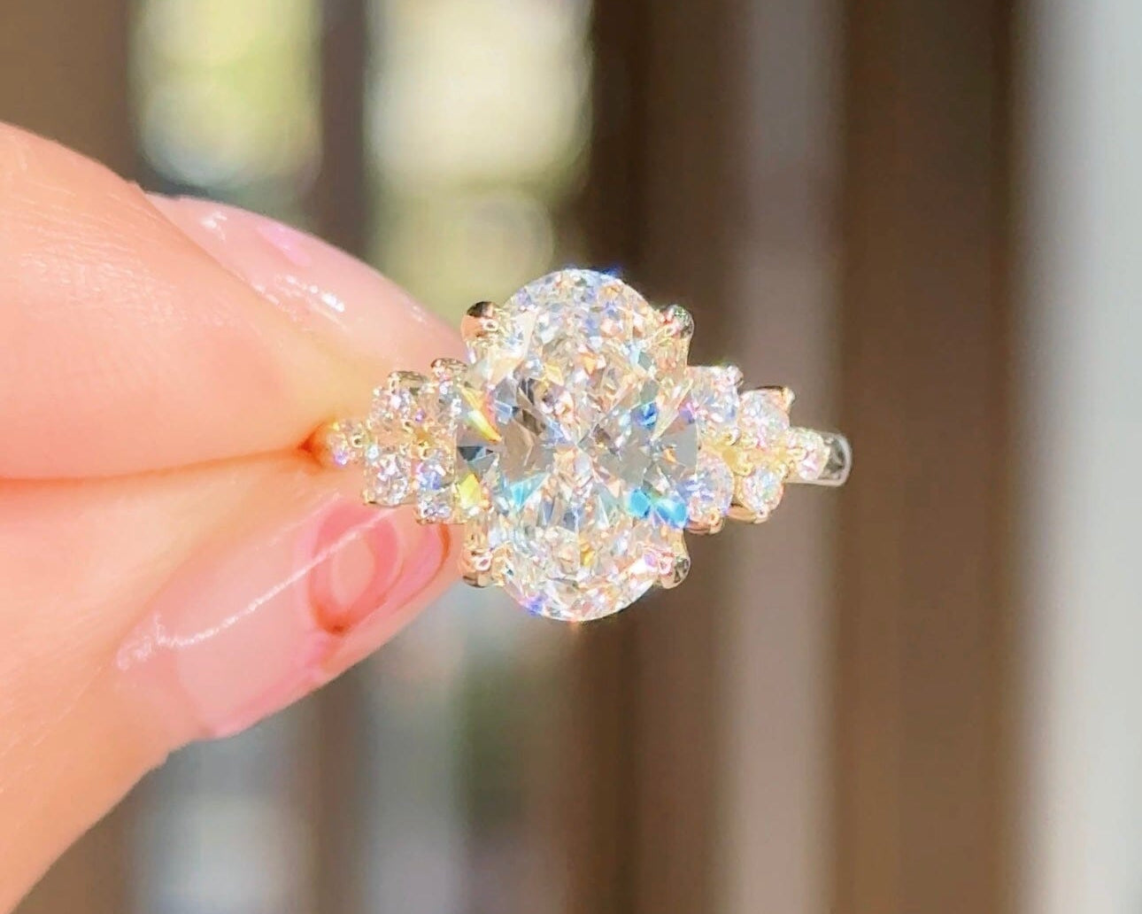 3.01ct E-VVS2 Oval Lab Diamond Supernova Engagement Rings Princess Bride Diamonds 