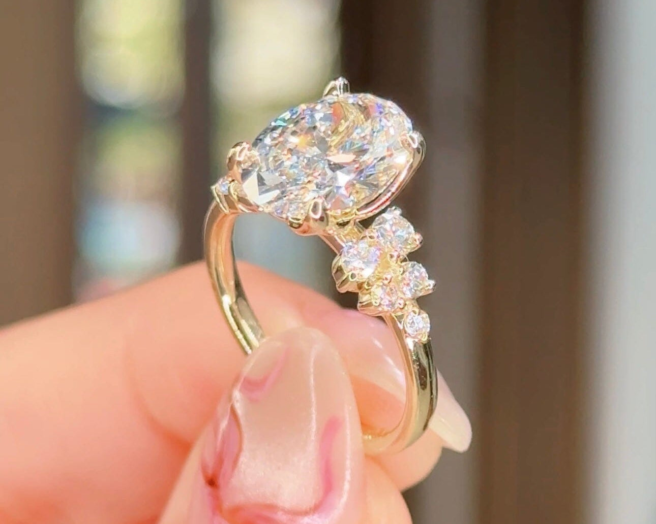 3.01ct E-VVS2 Oval Lab Diamond Supernova Engagement Rings Princess Bride Diamonds 
