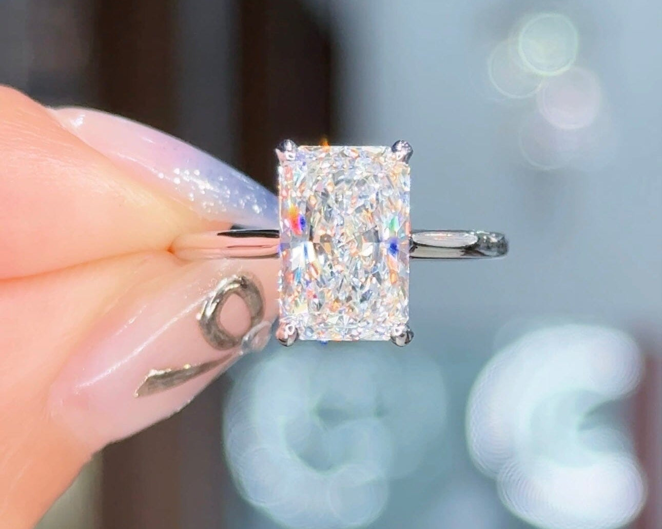 3.01ct F-VS1 Radiant Lab Diamond Alice Engagement Rings Princess Bride Diamonds 