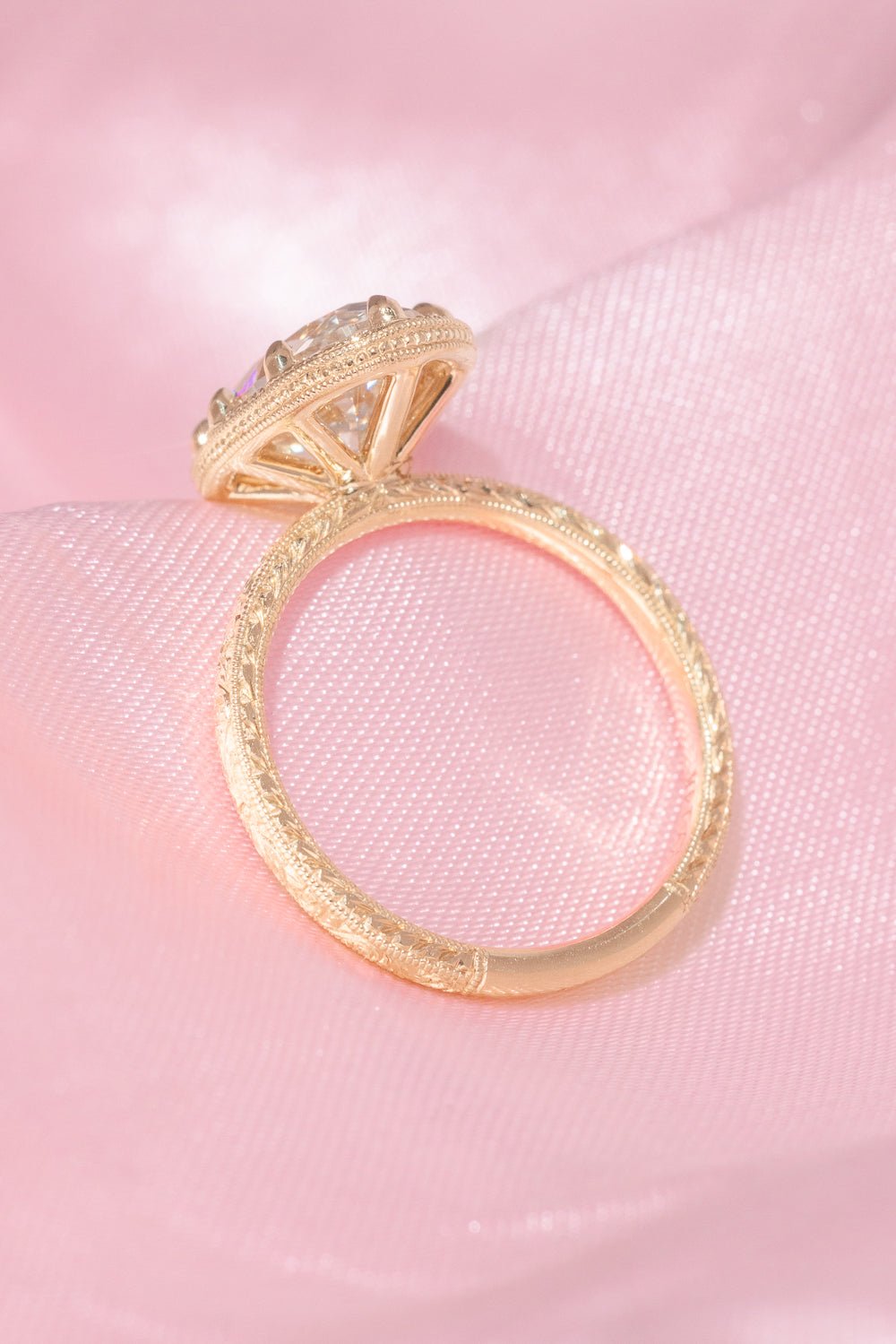 3.01ct F - VVS2 Moval Lab Diamond Hand Engraved Georgia - PBD Engagement Rings