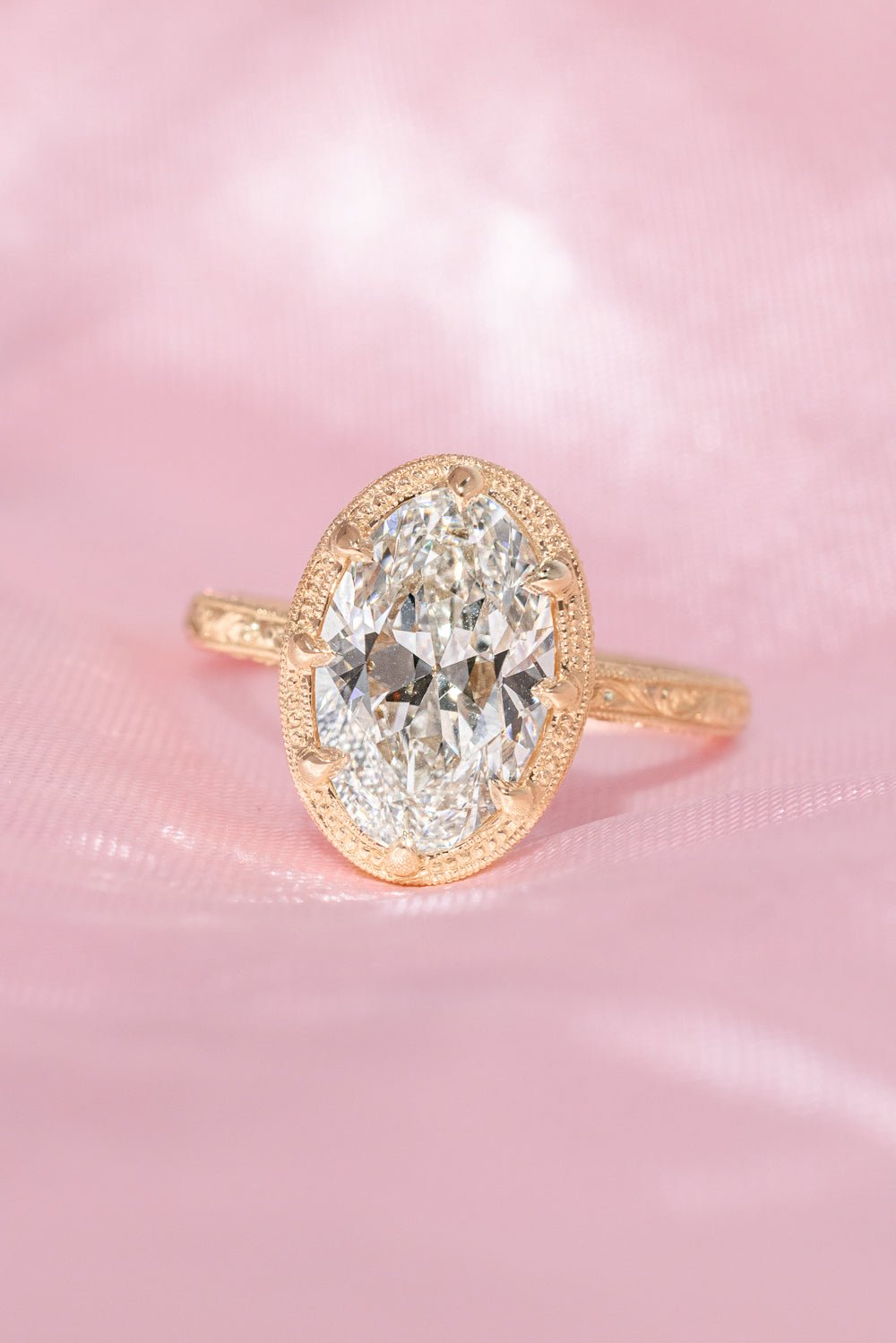 3.01ct F - VVS2 Moval Lab Diamond Hand Engraved Georgia - PBD Engagement Rings