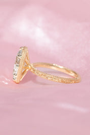 3.01ct F - VVS2 Moval Lab Diamond Hand Engraved Georgia - PBD Engagement Rings