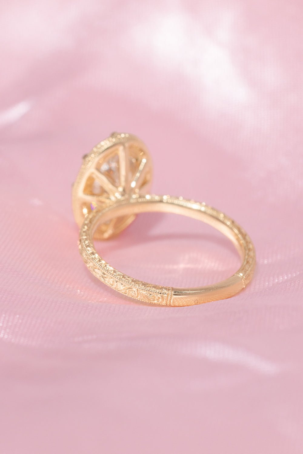 3.01ct F - VVS2 Moval Lab Diamond Hand Engraved Georgia - PBD Engagement Rings