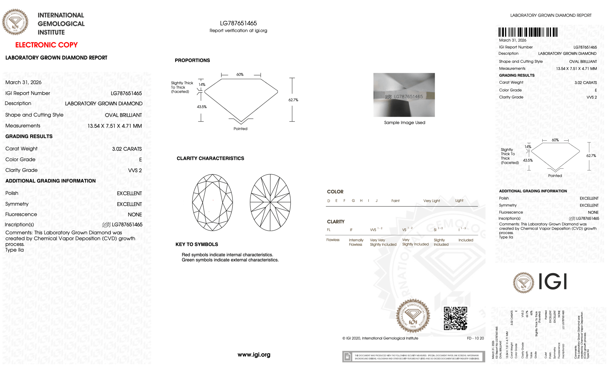 3.02 Carat E-VVS2 Moval Lab Grown Diamond - IGI (127850) - PBD Loose Diamond