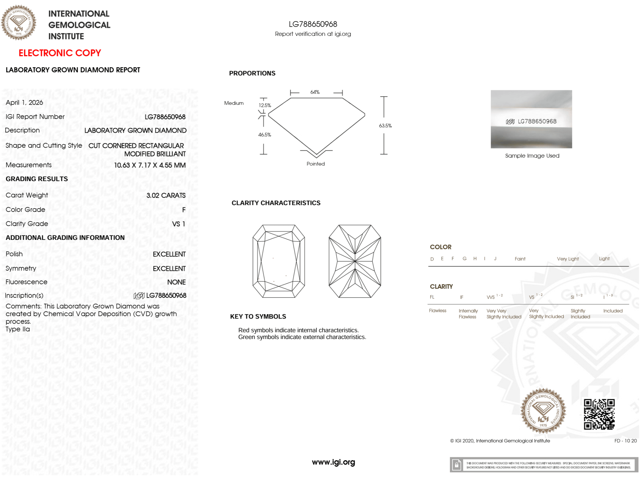 3.02 Carat F-VS1 Radiant Lab Grown Diamond - IGI (126613) - PBD Loose Diamond