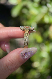 3.02ct D - VS1 Marquise Lab Diamond Hand Engraved Flat Taper Ring - PBD Engagement Rings