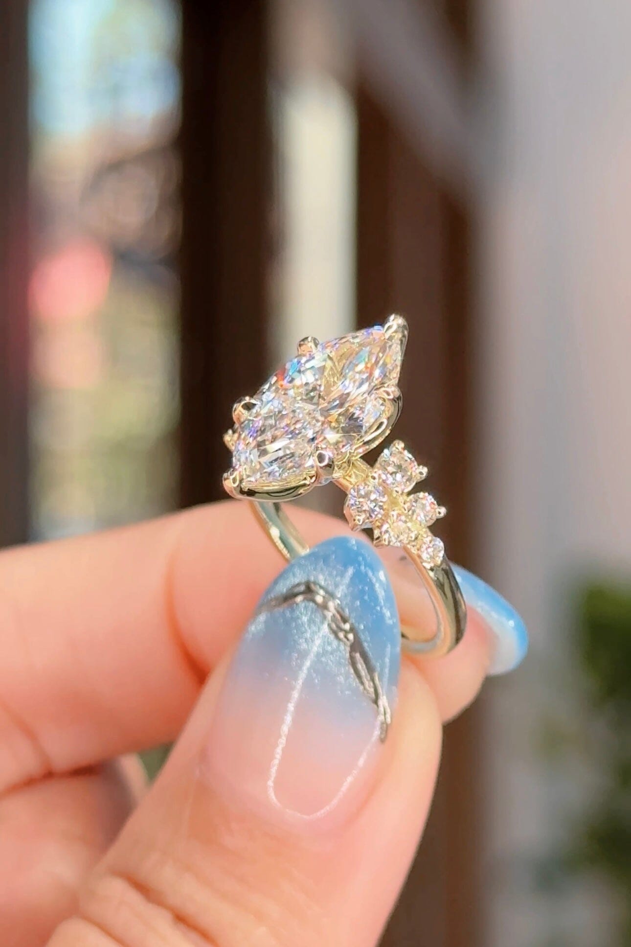 3.02ct D-VVS2 Marquise Lab Diamond Supernova Engagement Rings Princess Bride Diamonds 