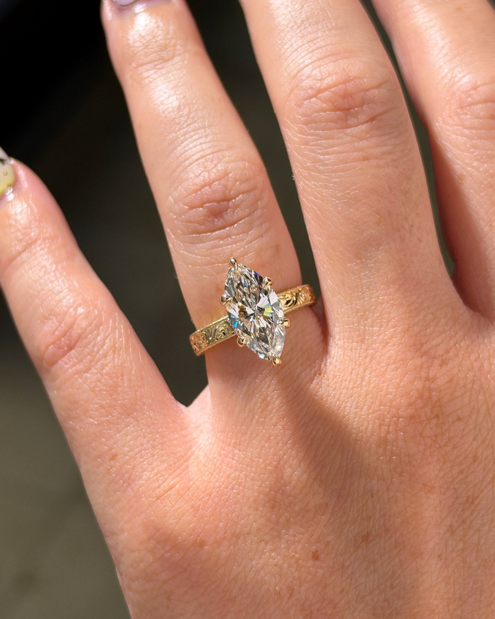 3.02ct E-VS1 Marquise Lab Diamond Kai - PBD Engagement Rings