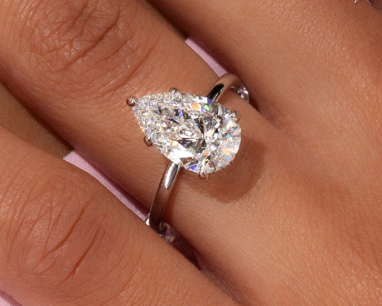 3.02ct E-VS1 Pear Lab Diamond Kayla Engagement Rings Princess Bride Diamonds 