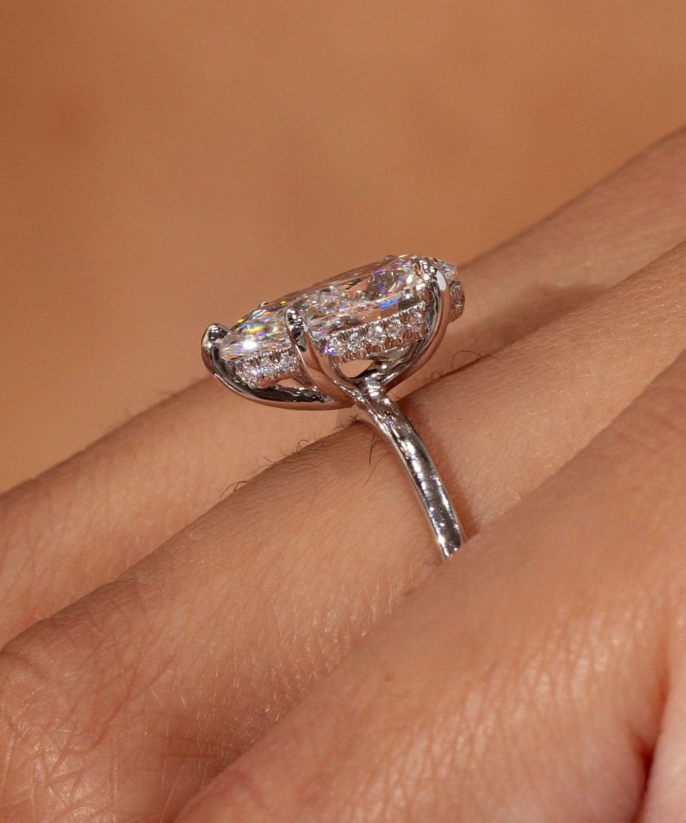 3.02ct E - VS1 Pear Lab Diamond Kayla - PBD Engagement Rings