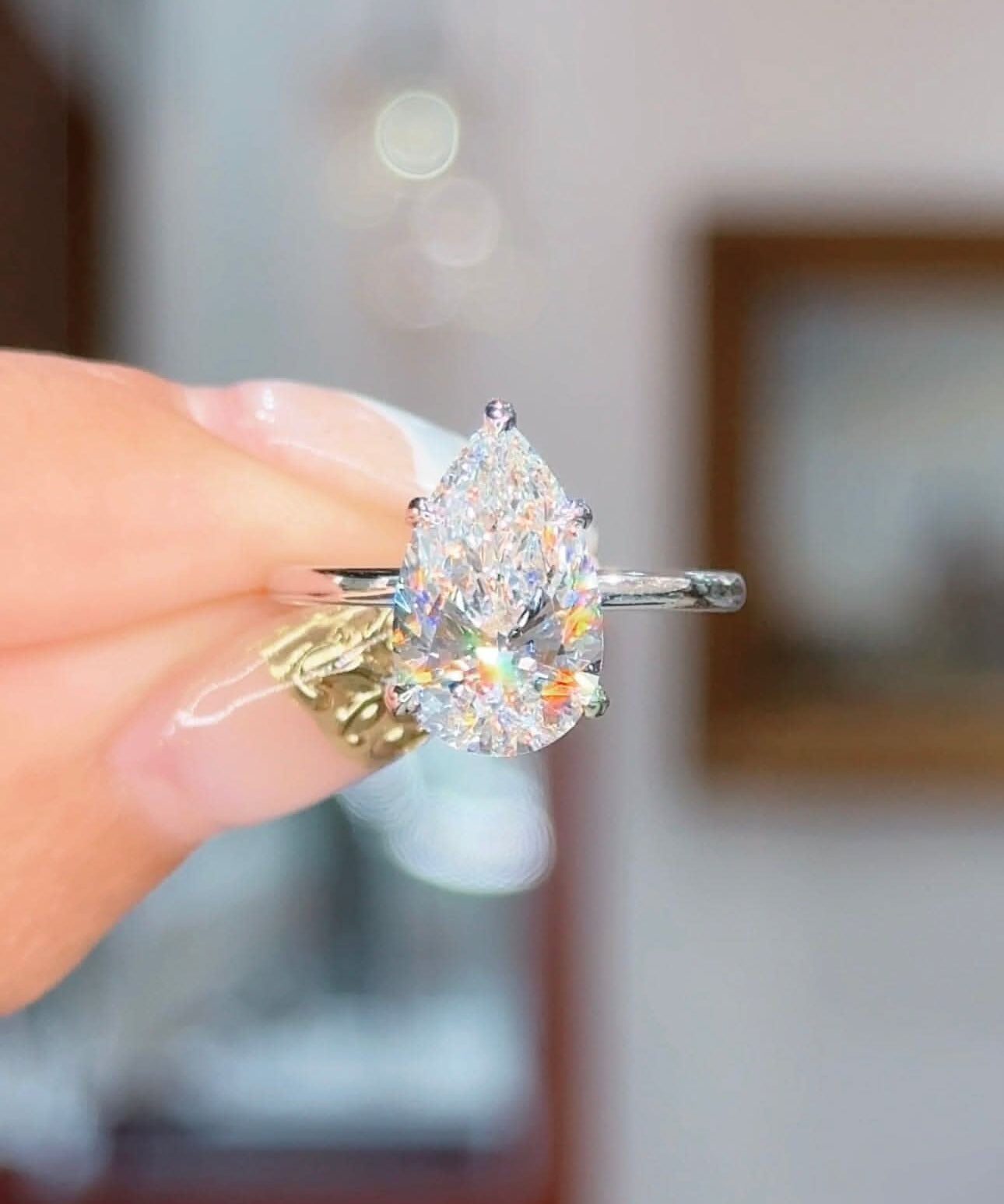 3.02ct E - VS1 Pear Lab Diamond Kayla - PBD Engagement Rings