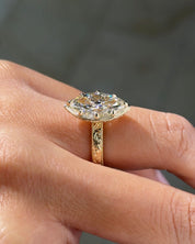 3.02ct E-VVS2 Marquise Lab Diamond Hand Engraved Georgia - PBD Engagement Rings