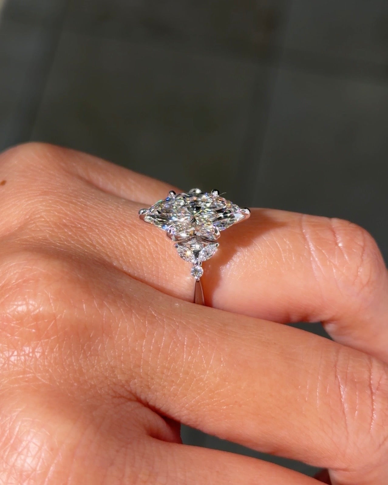 3.02ct F - VS1 Marquise Lab Diamond Sarah - PBD Engagement Rings