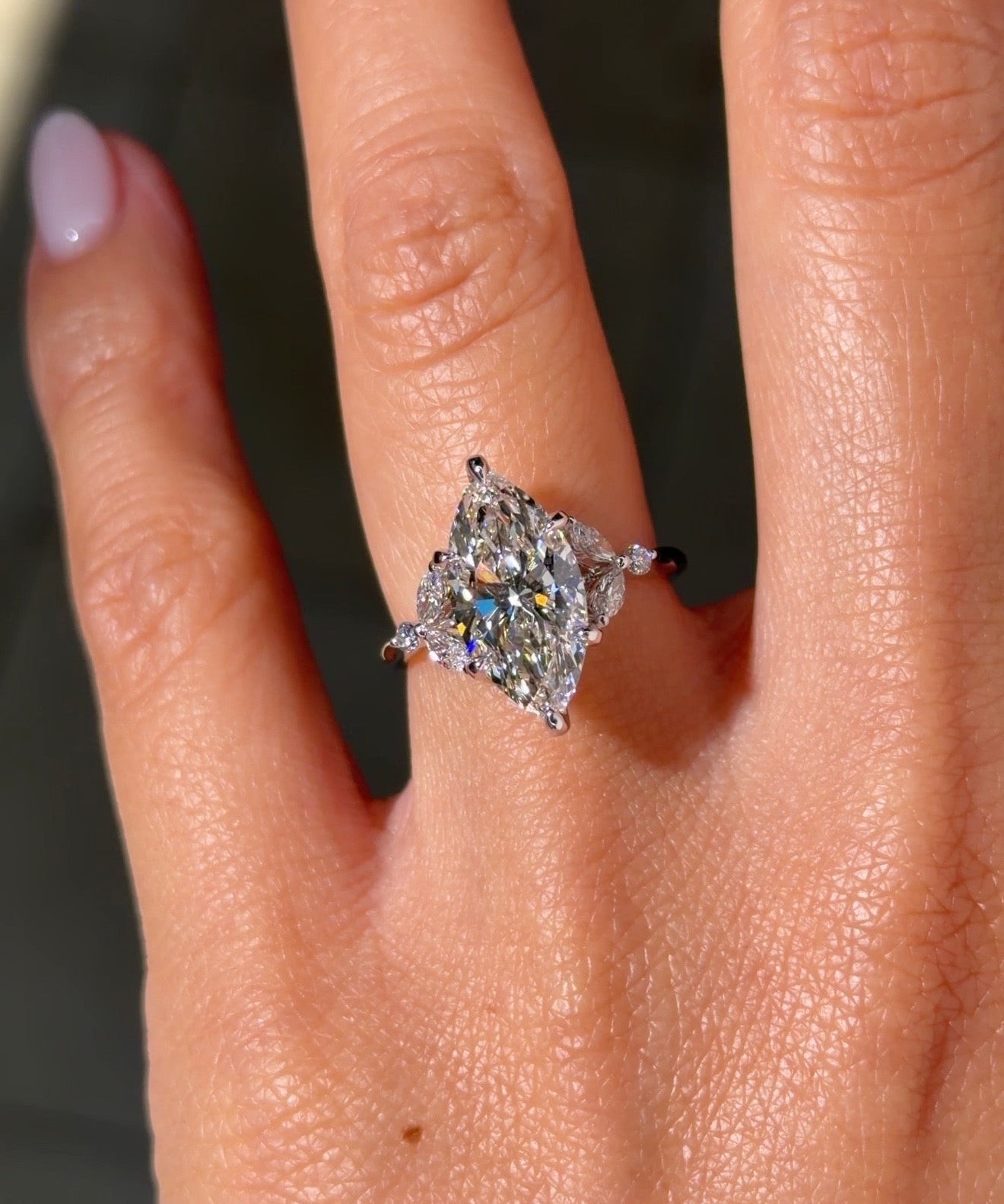 3.02ct F - VS1 Marquise Lab Diamond Sarah - PBD Engagement Rings