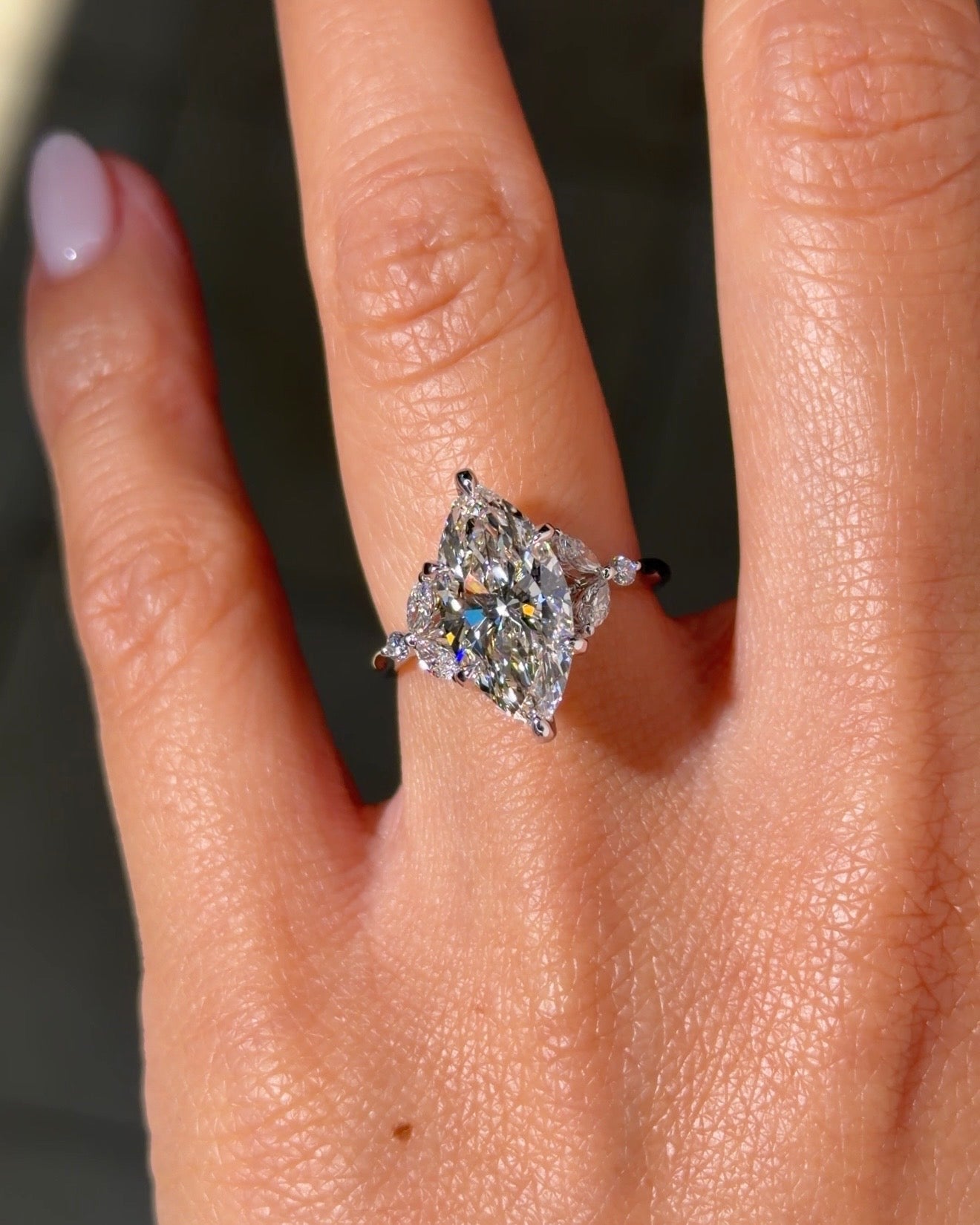 3.02ct F - VS1 Marquise Lab Diamond Sarah - PBD Engagement Rings