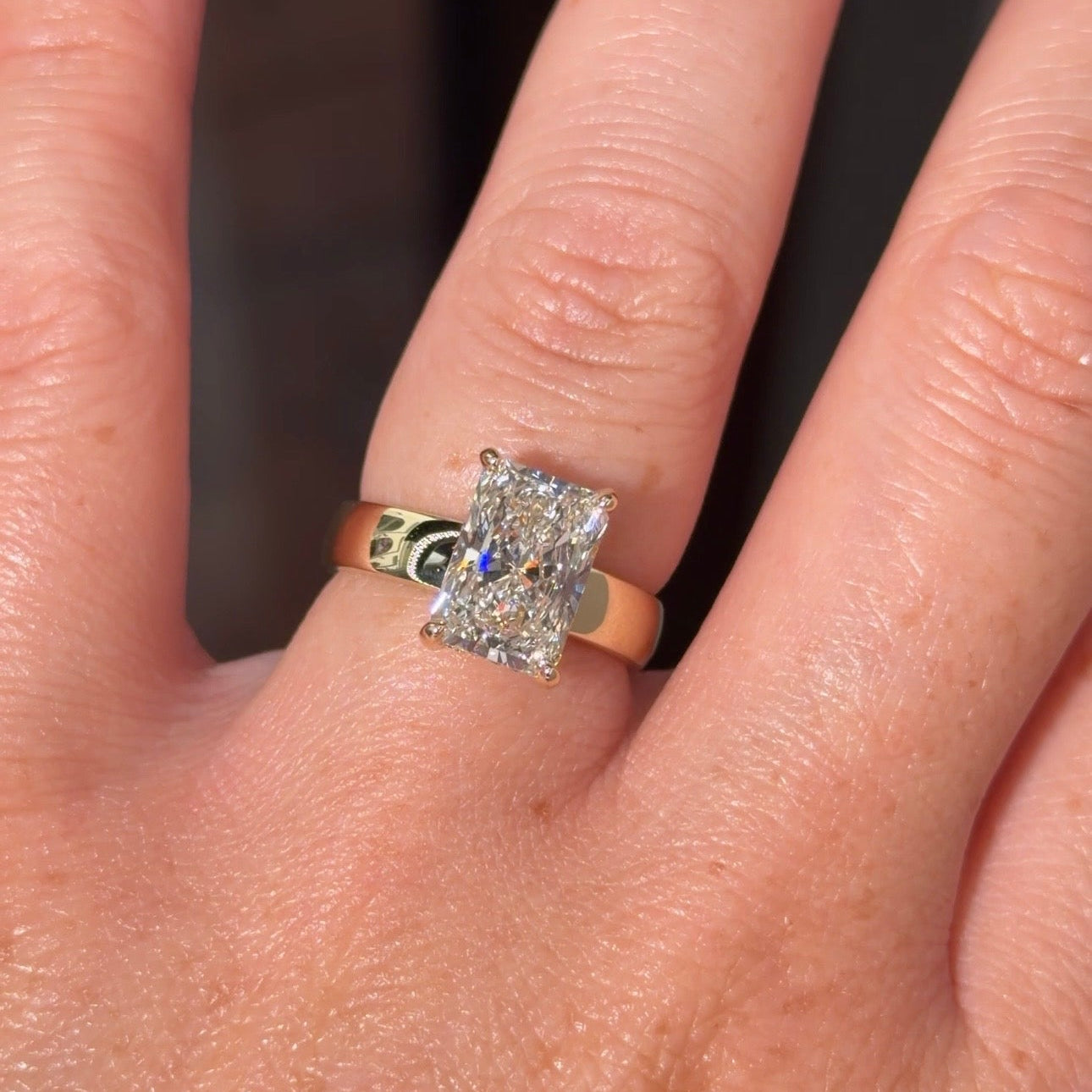 3.02ct F - VS1 Radiant Lab Diamond Kayla - PBD Engagement Rings