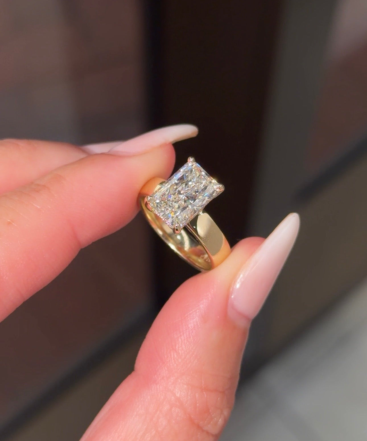 3.02ct F - VS1 Radiant Lab Diamond Kayla - PBD Engagement Rings