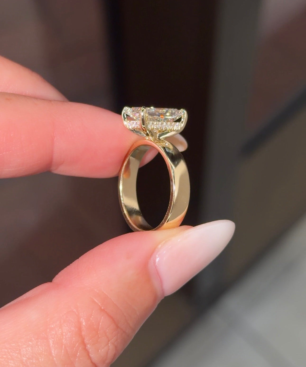 3.02ct F - VS1 Radiant Lab Diamond Kayla - PBD Engagement Rings