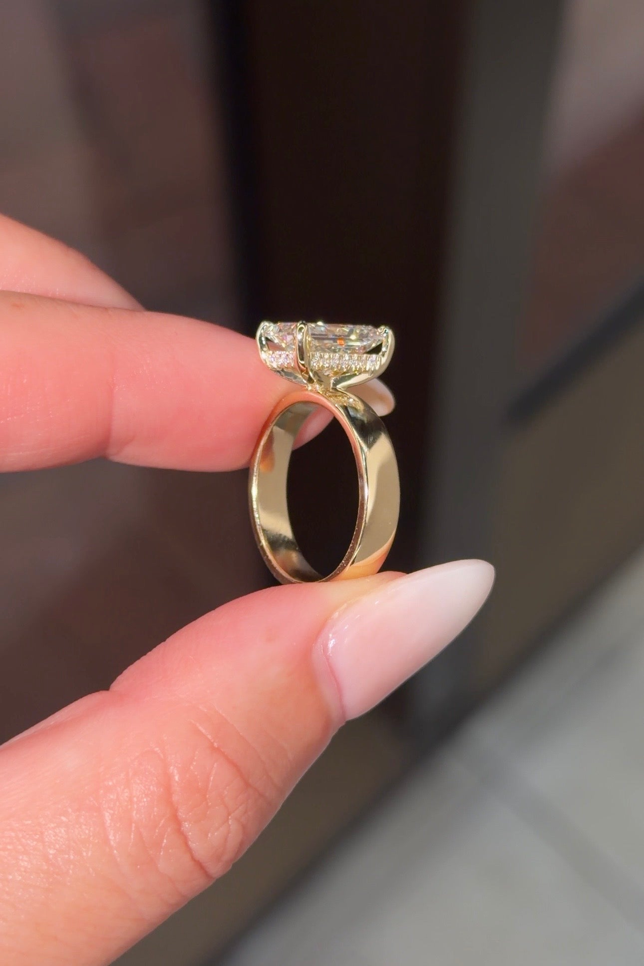 3.02ct F - VS1 Radiant Lab Diamond Kayla - PBD Engagement Rings