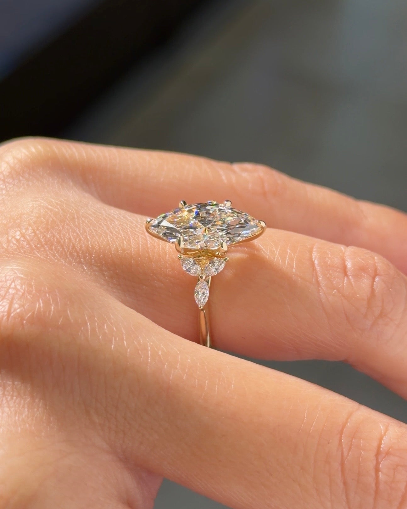 3.02ct F-VVS2 Marquise Lab Diamond Amber - PBD Engagement Rings