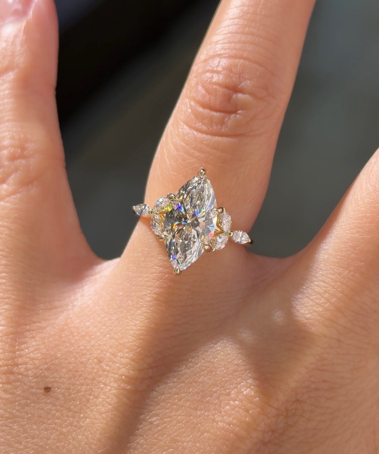 3.02ct F-VVS2 Marquise Lab Diamond Amber - PBD Engagement Rings