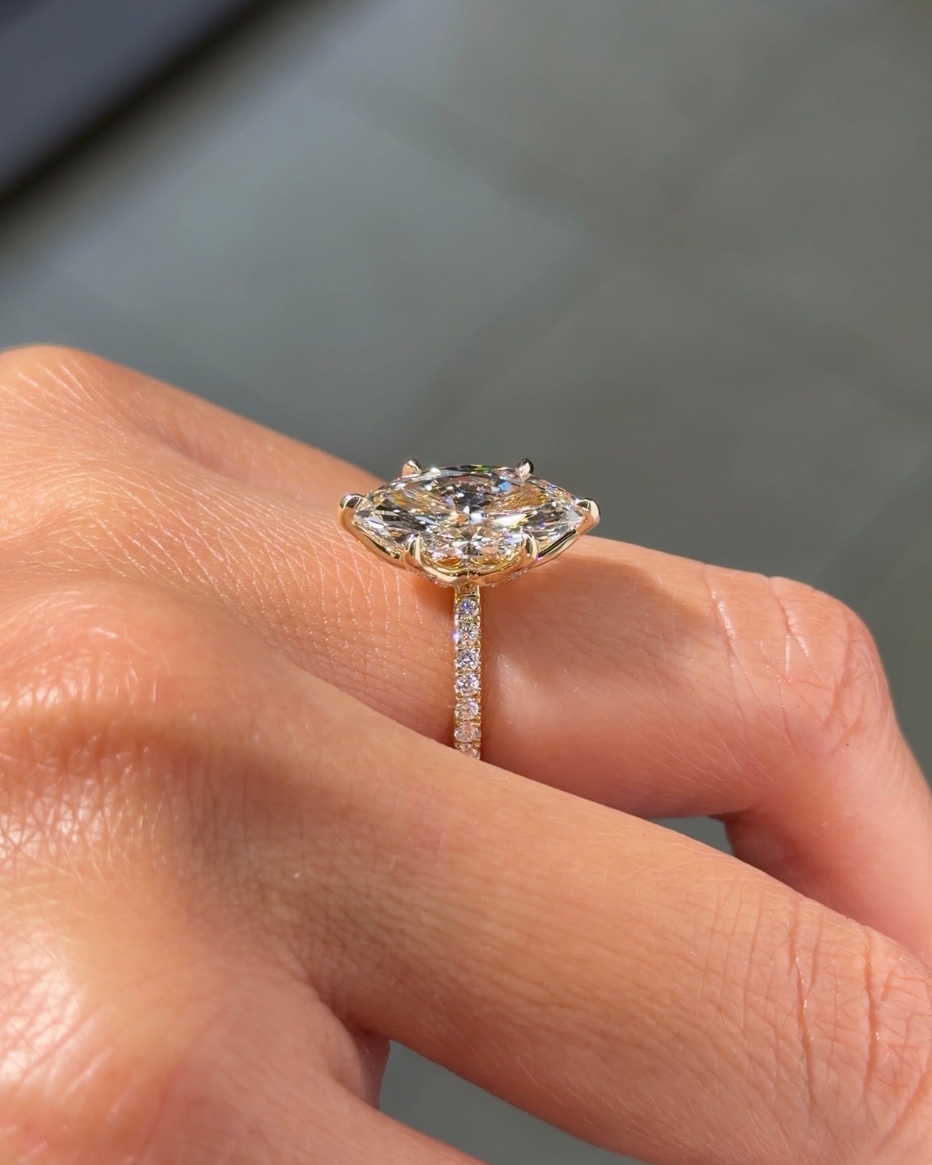 3.02ct F - VVS2 Marquise Lab Diamond Samantha - PBD Engagement Rings