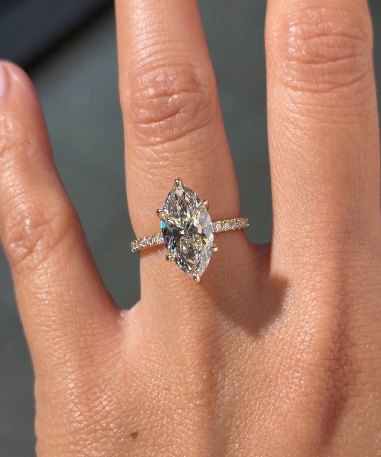 3.02ct F - VVS2 Marquise Lab Diamond Samantha - PBD Engagement Rings