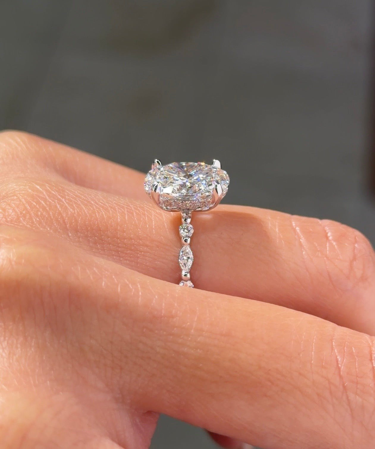 3.02ct F-VVS2 Oval Lab Diamond Rei - PBD Engagement Rings