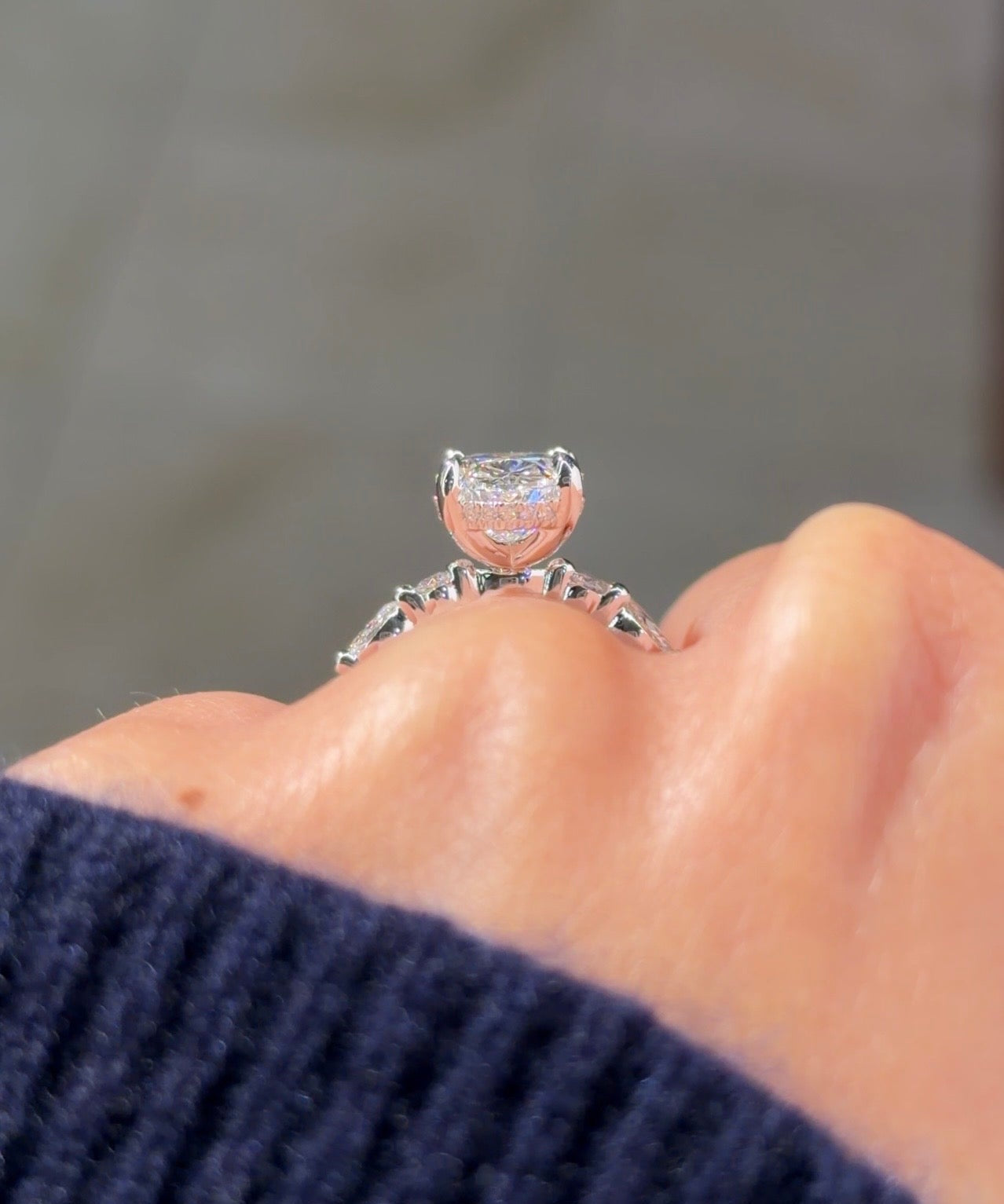 3.02ct F-VVS2 Oval Lab Diamond Rei - PBD Engagement Rings