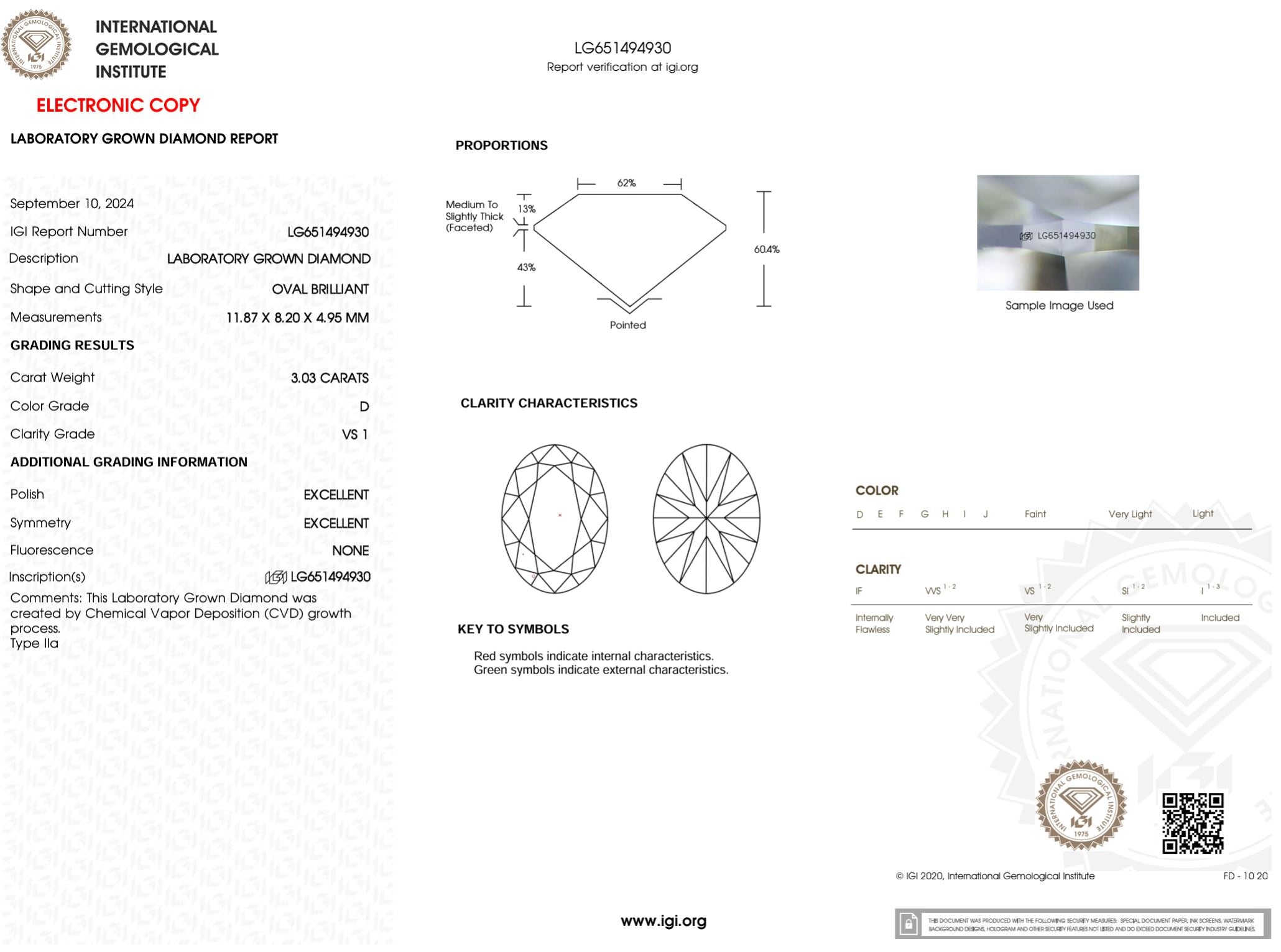 3.03 Carat D-VS1 Oval Lab Grown Diamond - IGI (#50529) Loose Diamond Princess Bride Diamonds 