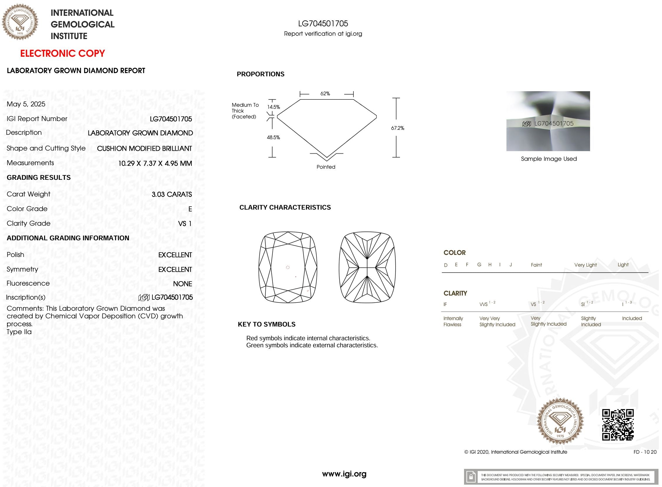 3.03 Carat E-VS1 Elongated Cushion Lab Grown Diamond - IGI (#54278) Loose Diamond Princess Bride Diamonds 