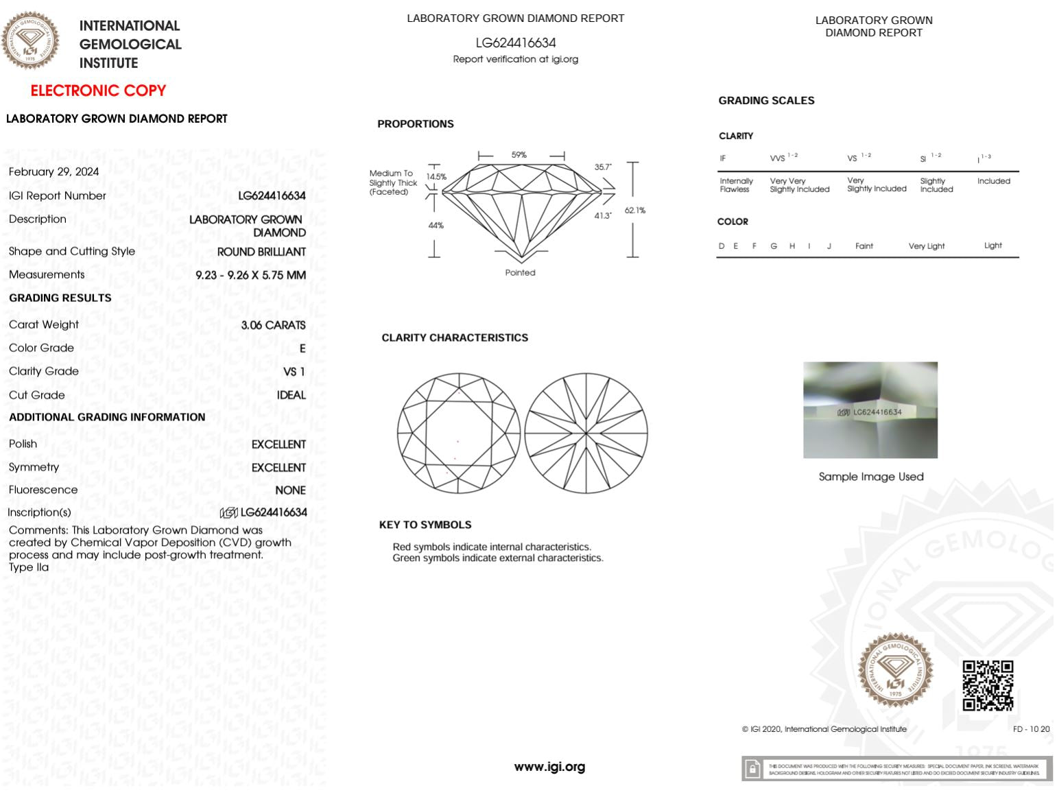 3.03 Carat E-VS1 Round Lab Grown Diamond - IGI (#49863) Loose Diamond Princess Bride Diamonds 