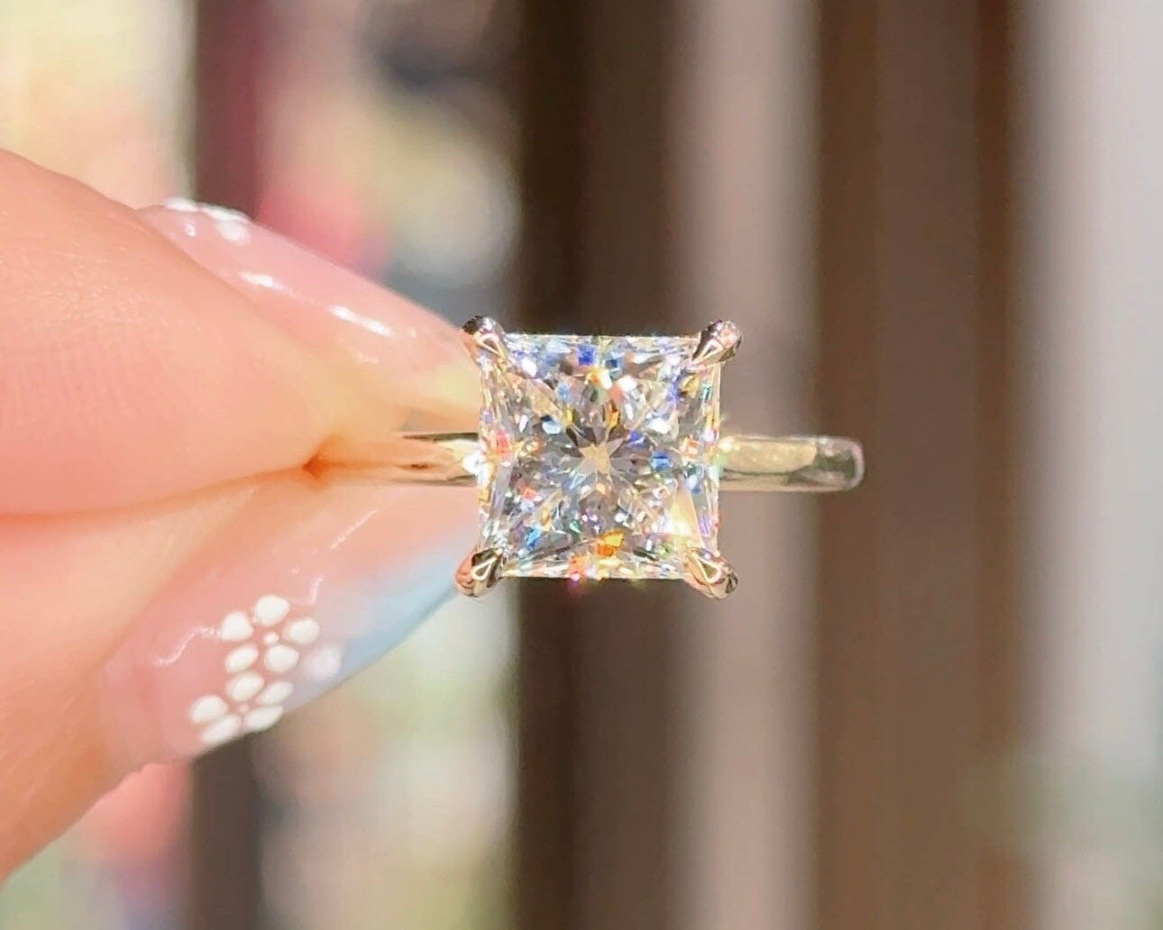 3.03ct D-VS1 Princess Lab Diamond Kayla Engagement Rings Princess Bride Diamonds 