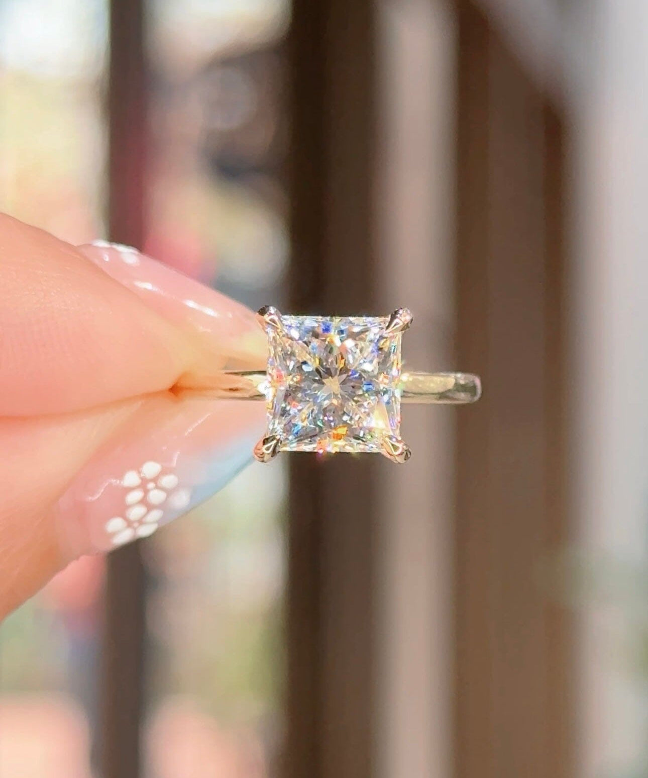 3.03ct D-VS1 Princess Lab Diamond Kayla Engagement Rings Princess Bride Diamonds 