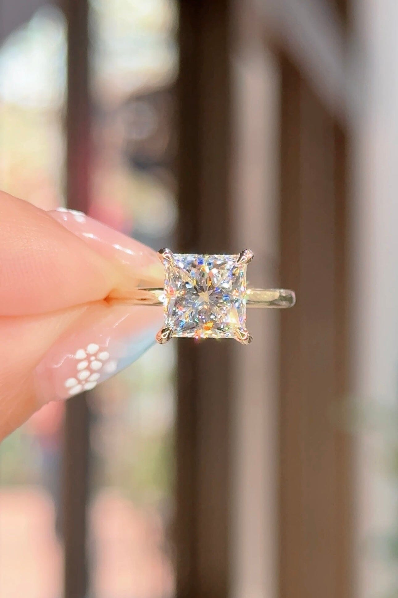 3.03ct D-VS1 Princess Lab Diamond Kayla Engagement Rings Princess Bride Diamonds 