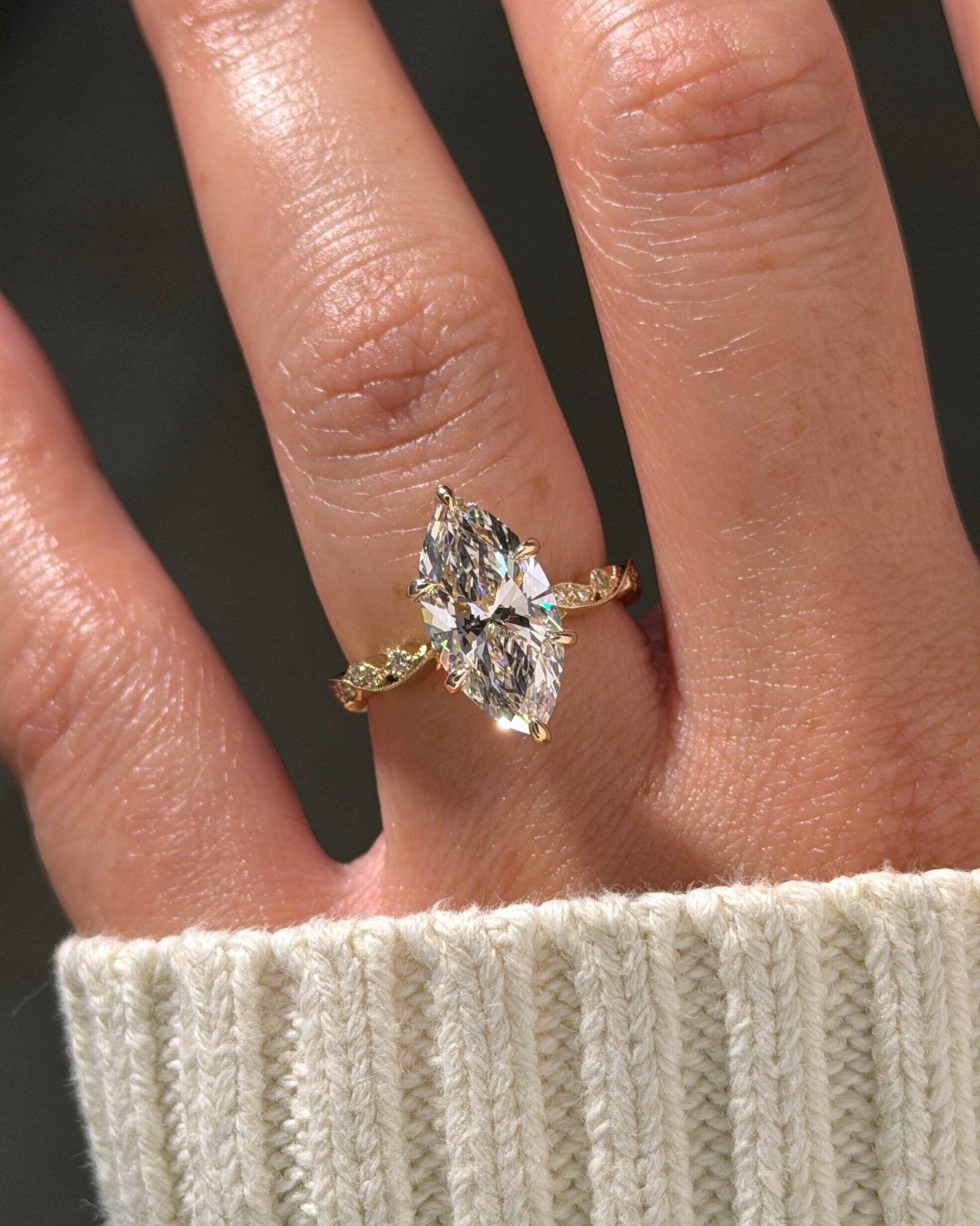 3.03ct E-VS1 Marquise Lab Diamond Rosette - PBD Engagement Rings