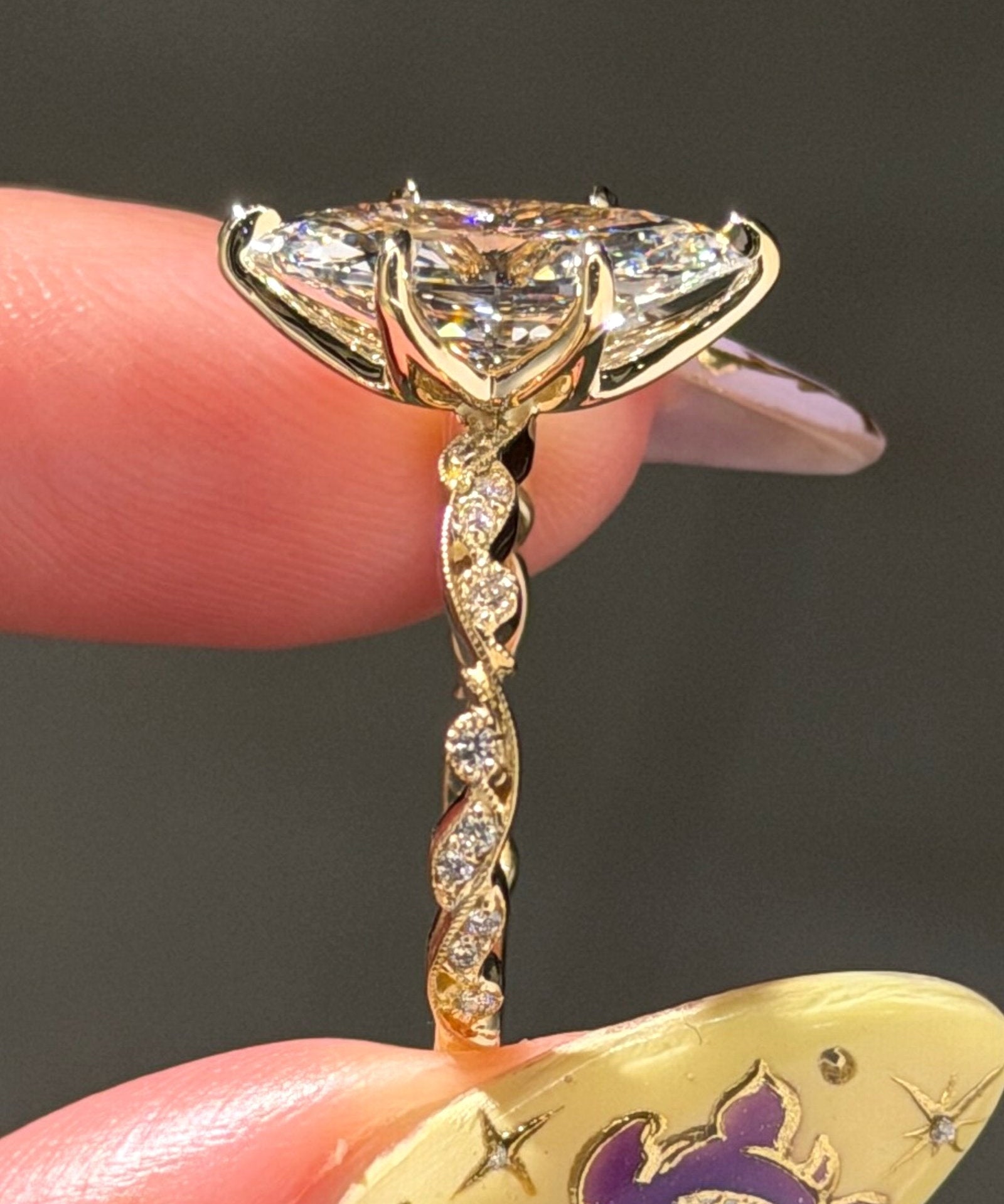 3.03ct E-VS1 Marquise Lab Diamond Rosette - PBD Engagement Rings