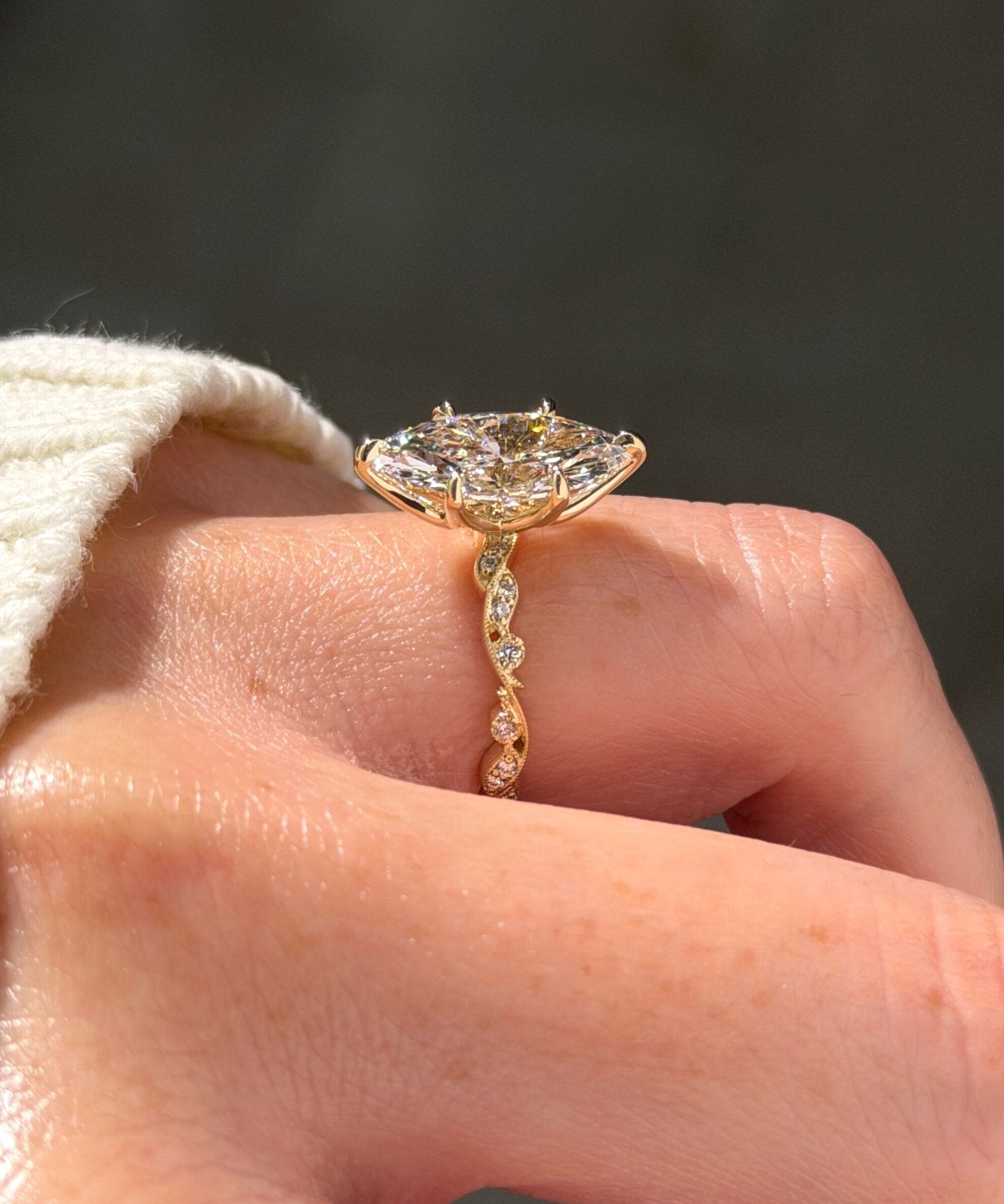 3.03ct E-VS1 Marquise Lab Diamond Rosette - PBD Engagement Rings
