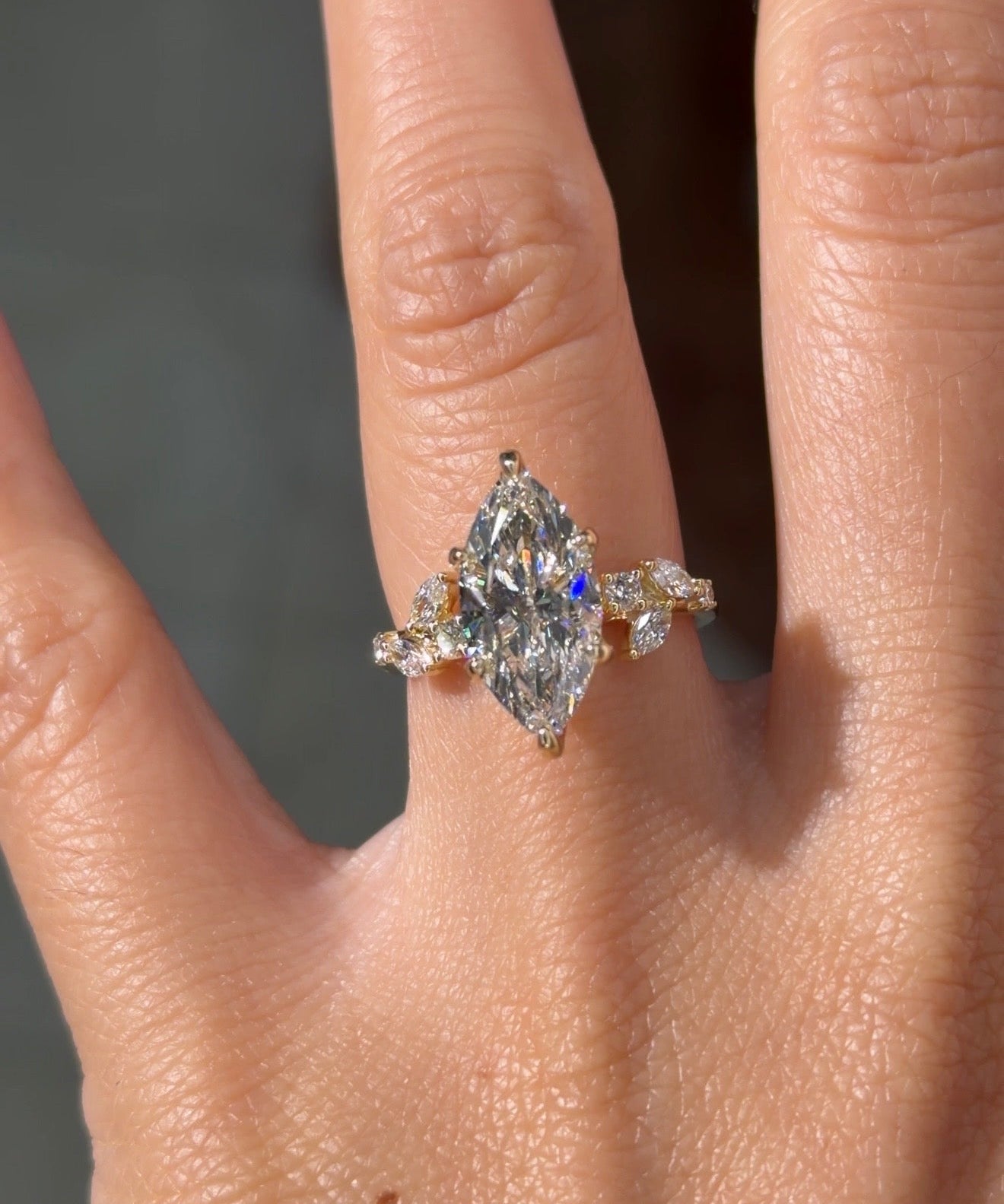 3.03ct E - VS1 Marquise Lab Diamond Sage - PBD Engagement Rings