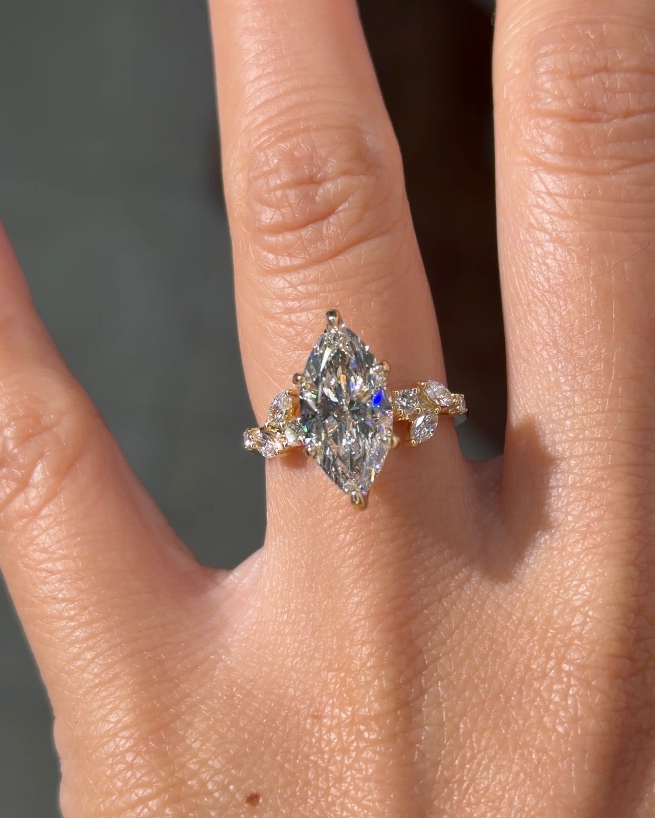 3.03ct E - VS1 Marquise Lab Diamond Sage - PBD Engagement Rings