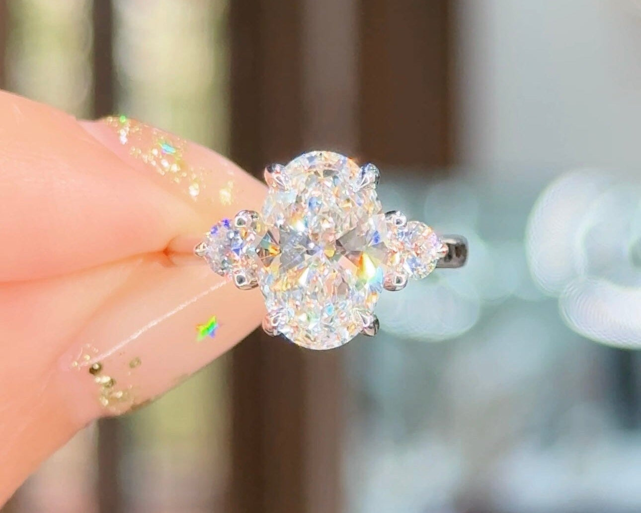 3.03ct E-VS1 Oval Lab Diamond Meghan Engagement Rings Princess Bride Diamonds 