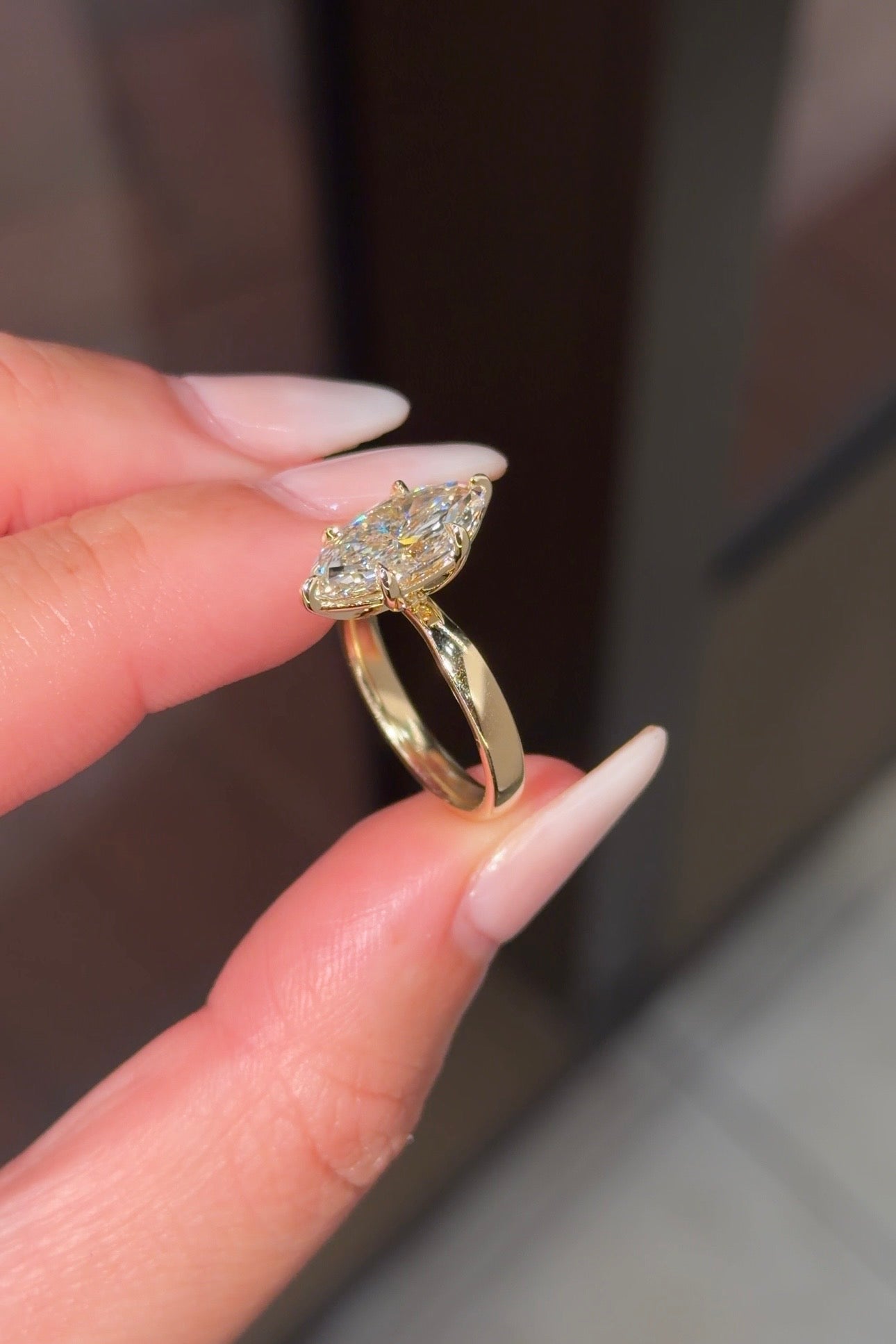 3.03ct F - VS1 Marquise Lab Diamond Taper Leah - PBD Engagement Rings