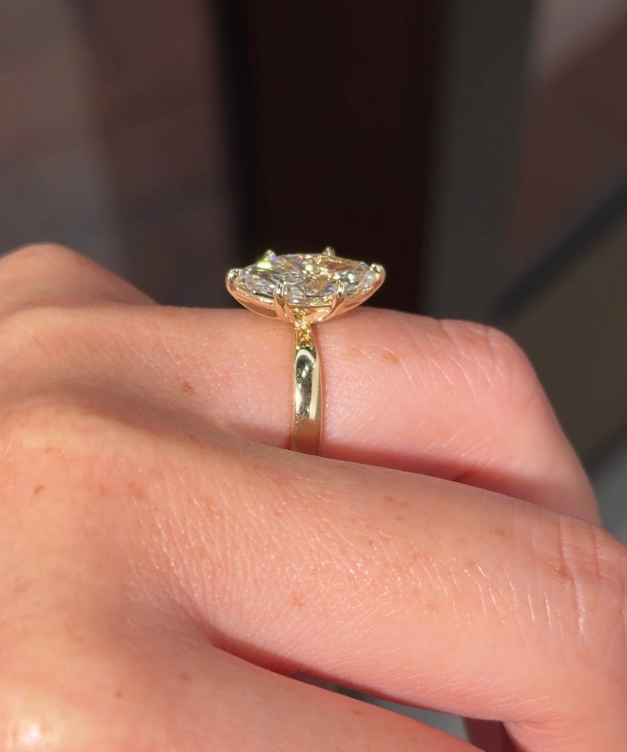 3.03ct F - VS1 Marquise Lab Diamond Taper Leah - PBD Engagement Rings