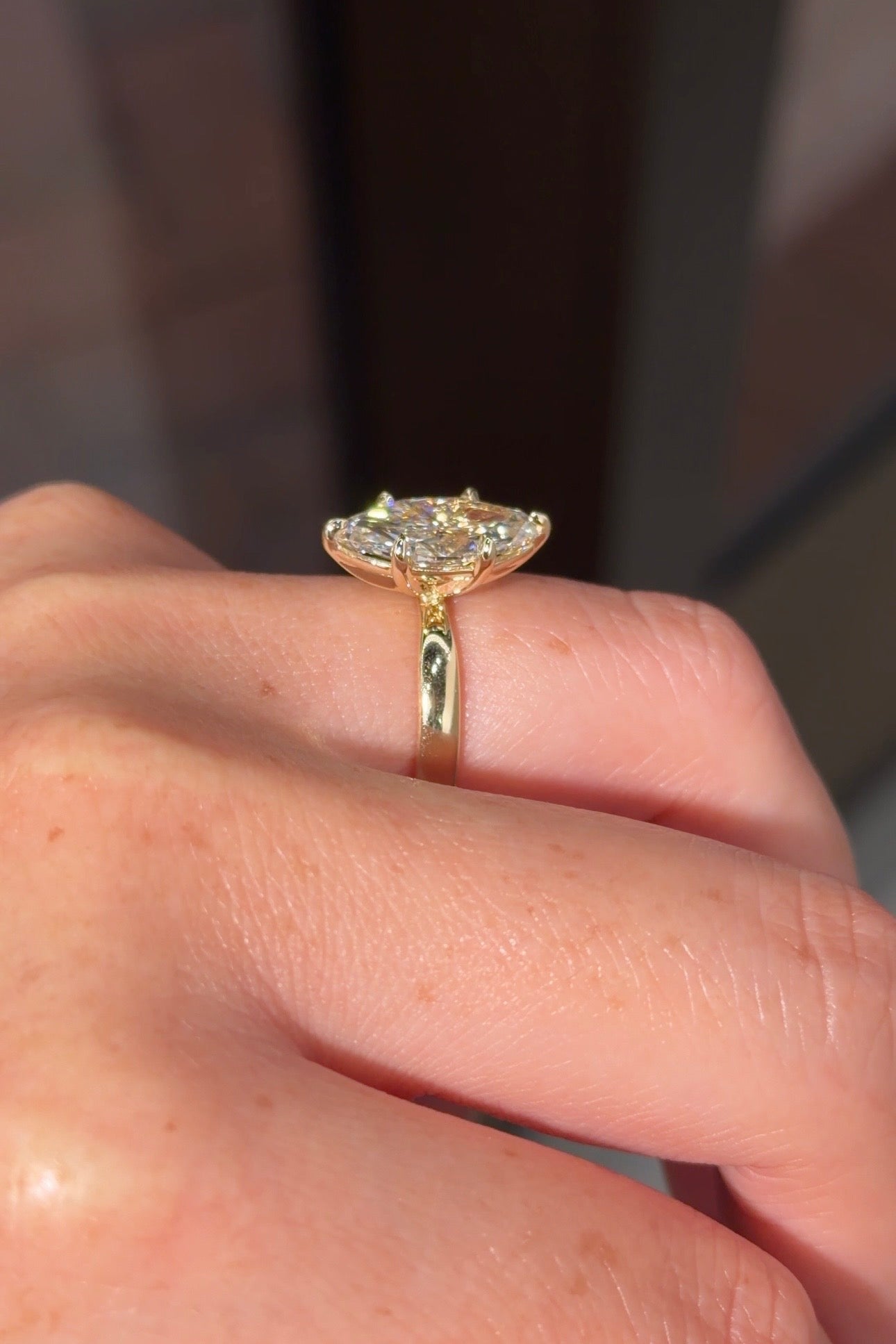 3.03ct F - VS1 Marquise Lab Diamond Taper Leah - PBD Engagement Rings