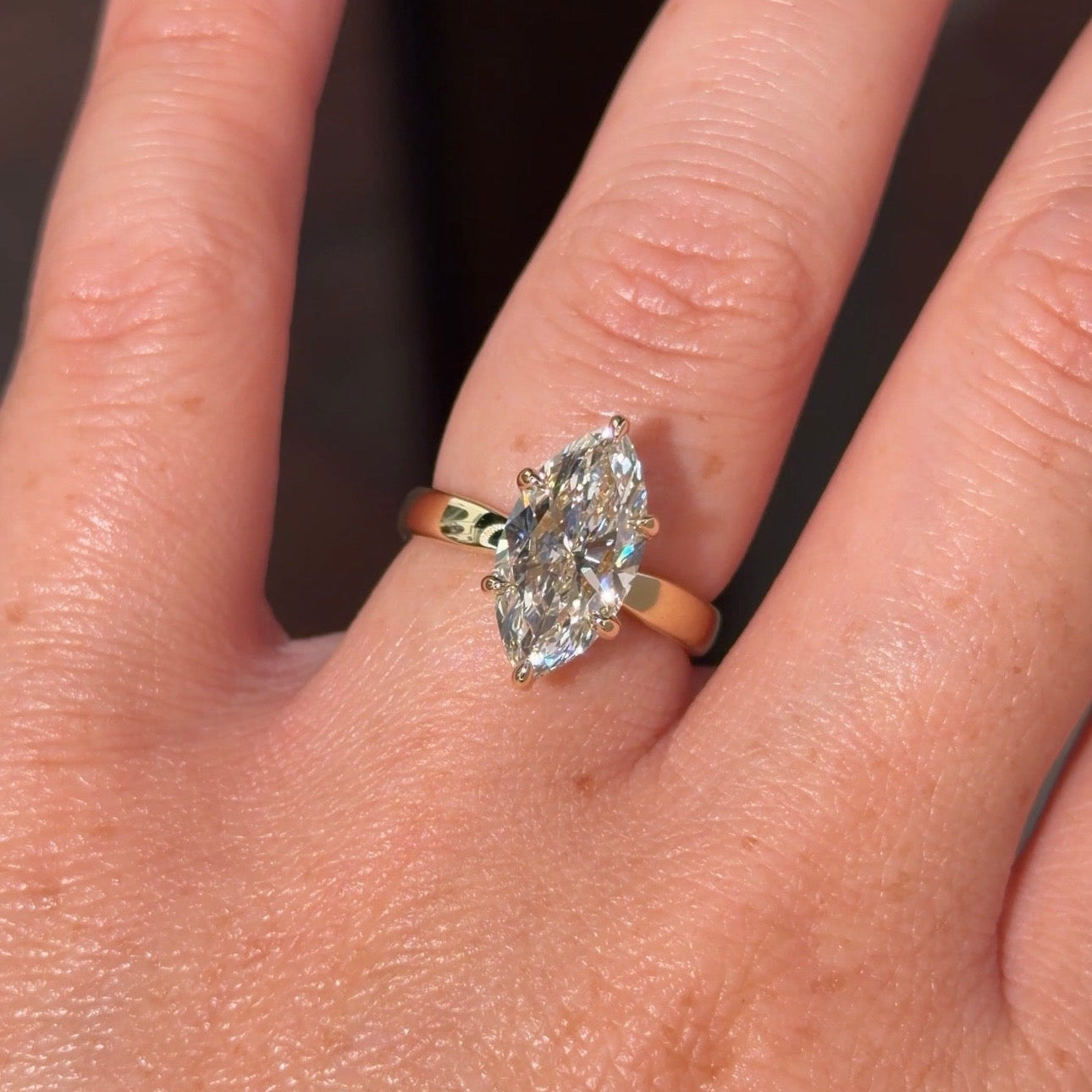 3.03ct F - VS1 Marquise Lab Diamond Taper Leah - PBD Engagement Rings