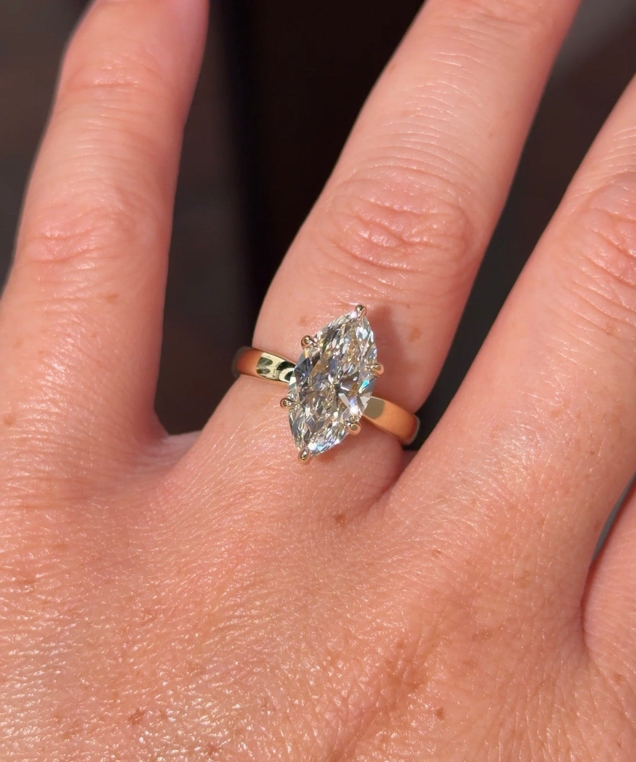 3.03ct F - VS1 Marquise Lab Diamond Taper Leah - PBD Engagement Rings