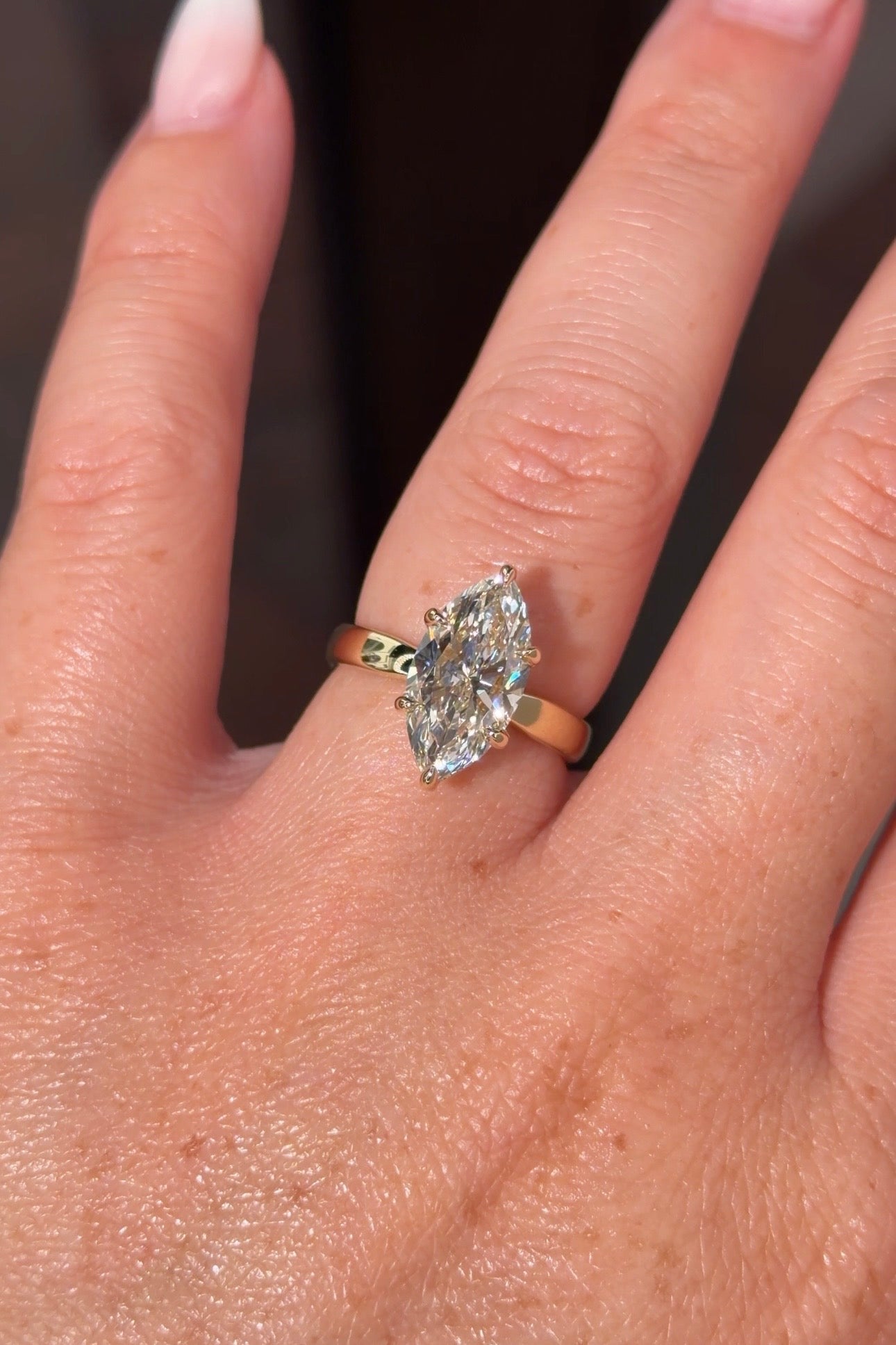 3.03ct F - VS1 Marquise Lab Diamond Taper Leah - PBD Engagement Rings
