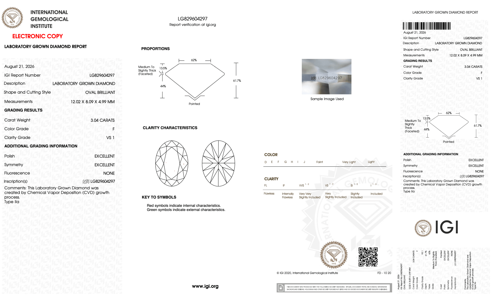 3.04 Carat F-VS1 Oval Lab Grown Diamond - IGI (128329) - PBD Loose Diamond