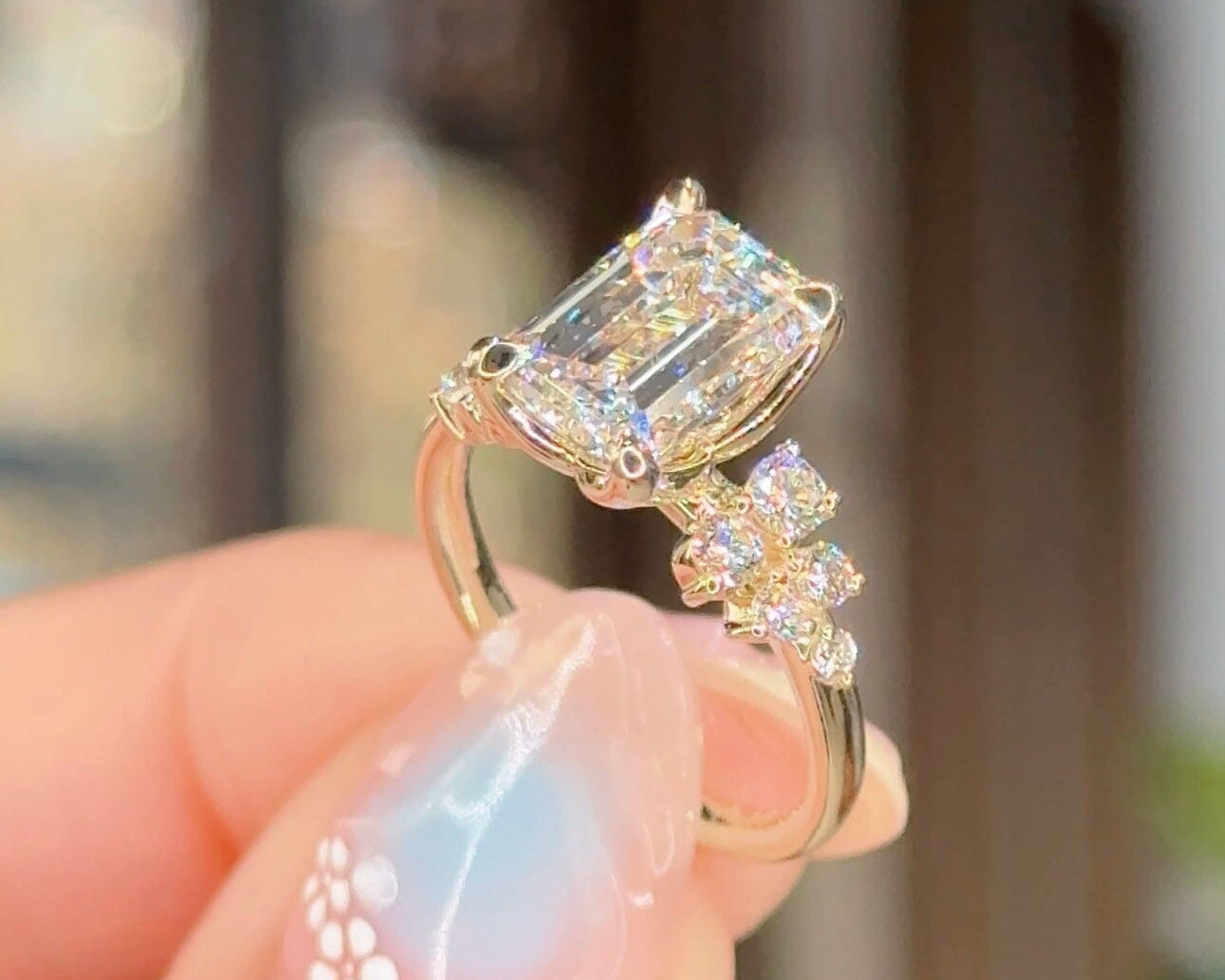 3.04ct D-VS1 Emerald Lab Diamond Supernova Engagement Rings Princess Bride Diamonds 